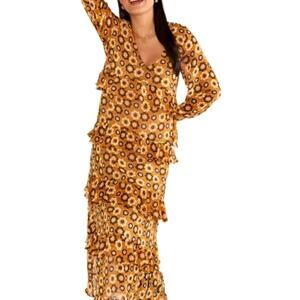 Show Me Your Mumu Fleetwood Maxi Dress Aurora Floral Size Small Brown Tan NWT